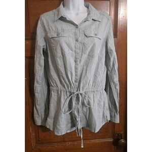 Columbia Camp Henry Tie Waist Outdoor Athleisure Blue Button Down Shirt